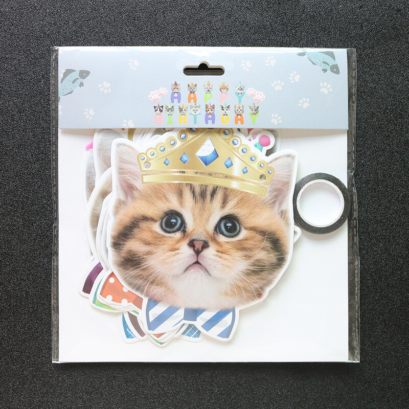 Ghirlandă de banner la mulți ani de labe de pisică, agățată pentru tema pentru animale de companie, prima petrecere de aniversare, decorare pentru grădiniță