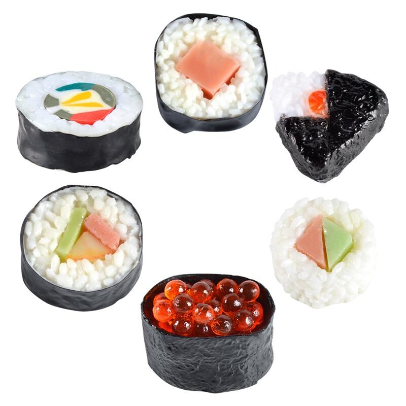 6 bucăți sushi artificial model alimentar realist simulare sushi model japonez sushi model realist bogat rola model mâncare falsă