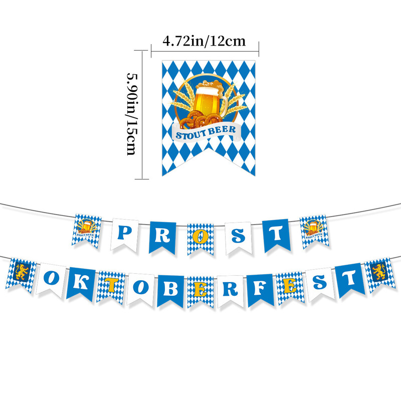 Banner pentru petrecere tematică Oktoberfest, cu umeraș în spirală, decorare pentru tort, pentru ziua de naștere a adulților, decorare de fundal pentru petrecerea de vacanță Oktoberfest