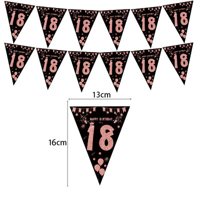 Rose Gold 18 30 40 50 60 Year Happy Birthday Banner Streamer Party Backdrops Διακόσμηση γενεθλίων ενηλίκων 30th Flags