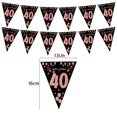 Rose Gold 18 30 40 50 60 Year Happy Birthday Banner Streamer Party Backdrops Διακόσμηση γενεθλίων ενηλίκων 30th Flags