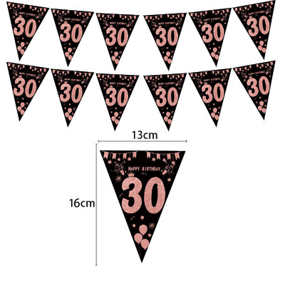 Rose Gold 18 30 40 50 60 Year Happy Birthday Banner Streamer Party Backdrops Διακόσμηση γενεθλίων ενηλίκων 30th Flags