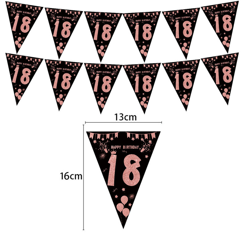 Aur roz 18 30 40 50 60 Ani Banner La mulți ani Streamer Fundaluri pentru petrecere Decorare pentru adulți Aniversare de 30 de ani