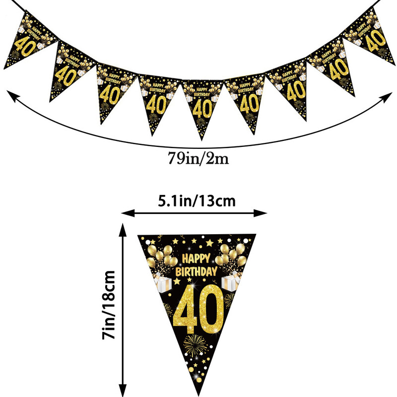 1 set 30 40 50 60 ani Banner de hârtie La mulți ani Decorații pentru petrecerea de aniversare Ghirlanda pentru adulți Aniversare Steaguri negre