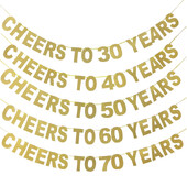 Χρυσό Banner 30ων γενεθλίων 40 γενεθλίων Cheers to 10 20 30 40 50 60 70 80 Years Letter Flag Επετειακός Διακόσμηση πάρτι γενεθλίων