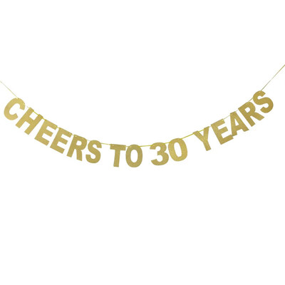 Χρυσό Banner 30ων γενεθλίων 40 γενεθλίων Cheers to 10 20 30 40 50 60 70 80 Years Letter Flag Επετειακός Διακόσμηση πάρτι γενεθλίων