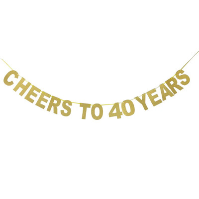 Χρυσό Banner 30ων γενεθλίων 40 γενεθλίων Cheers to 10 20 30 40 50 60 70 80 Years Letter Flag Επετειακός Διακόσμηση πάρτι γενεθλίων