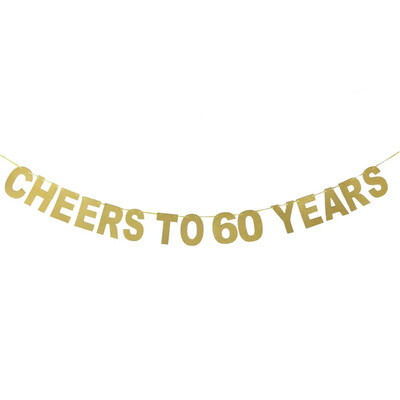 Χρυσό Banner 30ων γενεθλίων 40 γενεθλίων Cheers to 10 20 30 40 50 60 70 80 Years Letter Flag Επετειακός Διακόσμηση πάρτι γενεθλίων