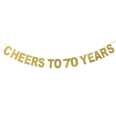 Χρυσό Banner 30ων γενεθλίων 40 γενεθλίων Cheers to 10 20 30 40 50 60 70 80 Years Letter Flag Επετειακός Διακόσμηση πάρτι γενεθλίων