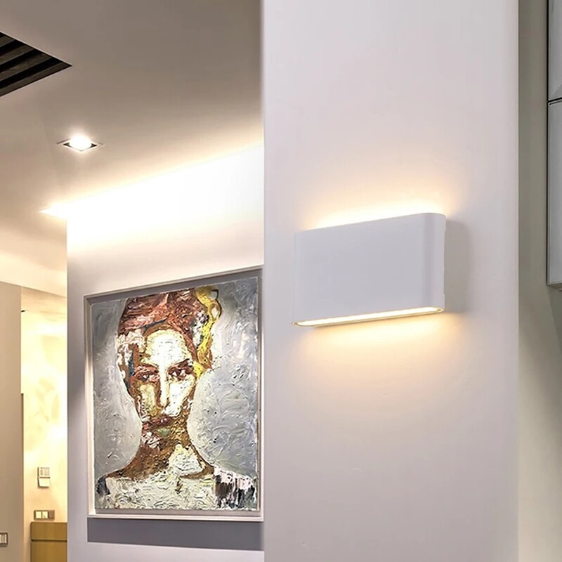Lampă de perete cu LED-uri de 12W, modernă, impermeabilă, IP65, din aluminiu, în sus și în jos.