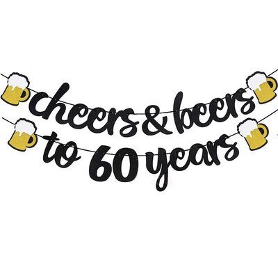 Cheers 21 30 40 50 60 Years Glitter Banner for Women Man 21th 30th 40th 50th 60th Birthday Anniversary Party Decorations