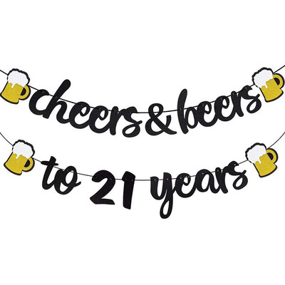 Cheers 21 30 40 50 60 Years Glitter Banner for Women Man 21th 30th 40th 50th 60th Birthday Anniversary Party Decorations