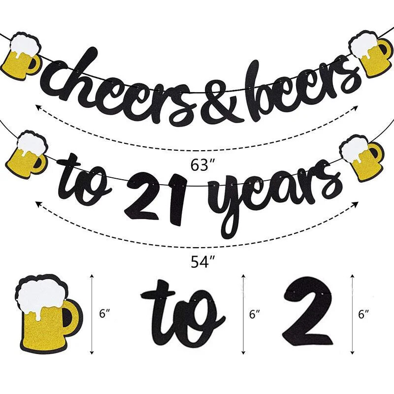 Noroc 21 30 40 50 60 de ani Banner cu sclipici pentru femei Bărbați 21-a 30-a 40-a 50-a 60-a aniversare Decorații pentru petreceri