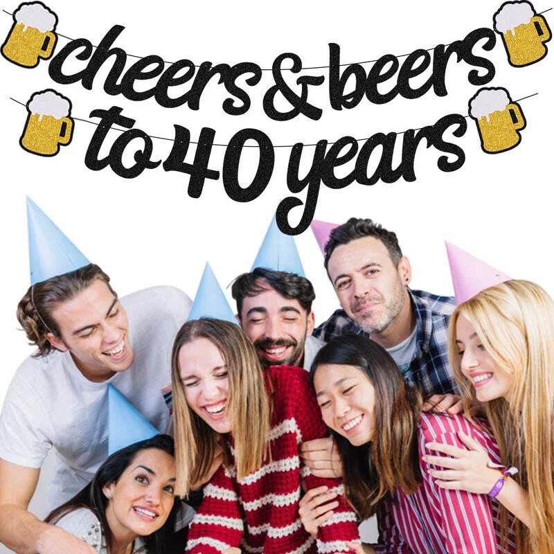 Noroc 21 30 40 50 60 de ani Banner cu sclipici pentru femei Bărbați 21-a 30-a 40-a 50-a 60-a aniversare Decorații pentru petreceri