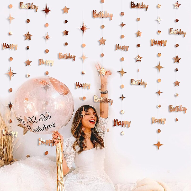 Arany 30. Boldog Születésnapi Party Papír Bannerek Dekorációk Szám 30 éves Kör pöttyök Csillogó Csillagfüzér Függő Hátterek