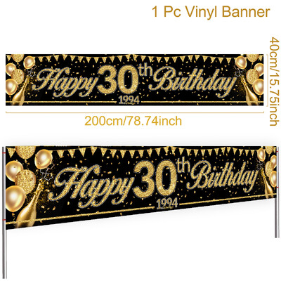 Happy 30th 40th 50th Birthday Banners Μαύρο χρυσό Διακοσμήσεις για πάρτι γενεθλίων Ενήλικες 30 40 50 ετών Γενέθλια προμήθειες