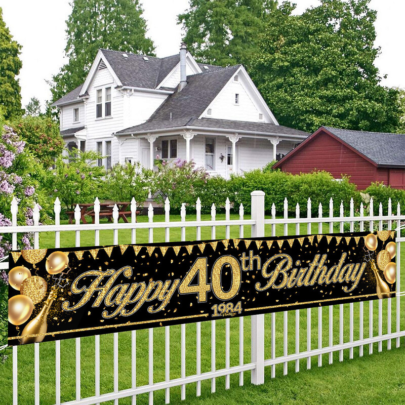 Boldog 30. 40. 50. születésnapot Bannerek Fekete arany Születésnapi parti díszek Felnőttek 30 40 50 éves születésnapi parti kellékek
