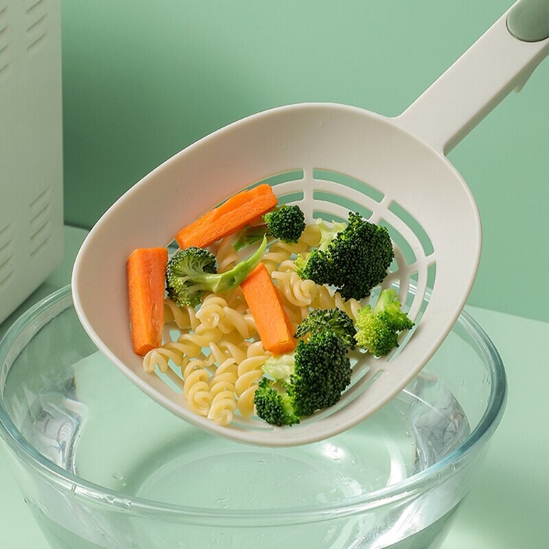 Szivárgó konyhai tészta kanál horgászgombóc, hosszú nyelű élelmiszer minőségű, magas hőmérsékletnek ellenálló spagetti nagy tölcsér