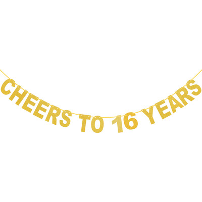 Gold Cheers To 16 18 20 21 Years Banner Flags 30th 40th 50th 60th 70th Anniversary Birthday Party Decoration Supplies Bunting