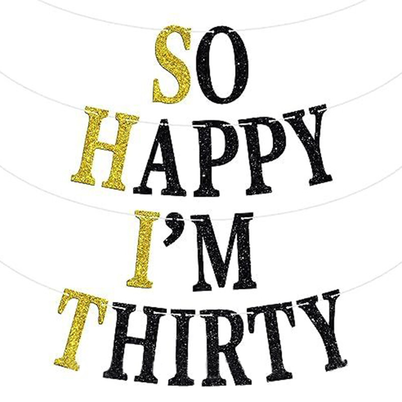 Boldog, harminc éves vagyok, zászló, sok egészséget a 30. életévhez/30 és mesés sármánytábla, boldog 30. születésnapi partidísz kellékek