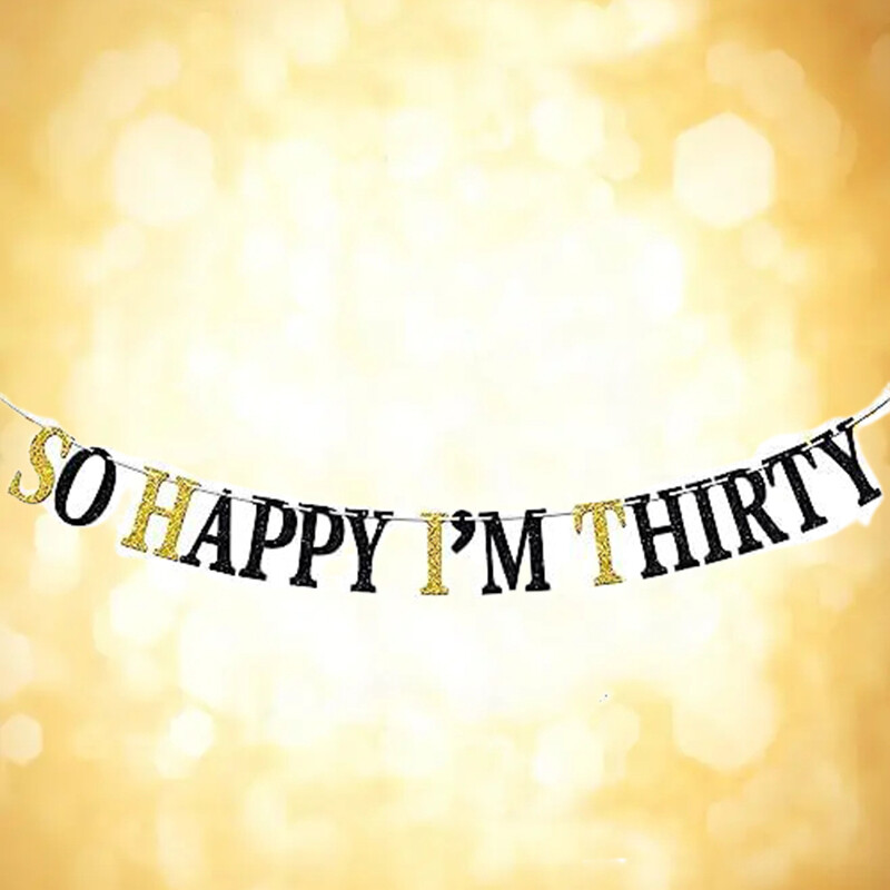 Boldog, harminc éves vagyok, zászló, sok egészséget a 30. életévhez/30 és mesés sármánytábla, boldog 30. születésnapi partidísz kellékek