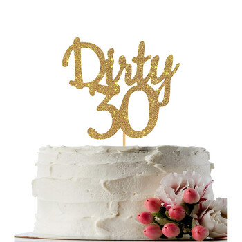 Банер Dirty Thirty, знак за парти за 30-ти рожден ден за мъже, жени, парти декорации за годишнина със златен блясък