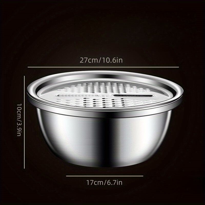 Többfunkciós zöldségvágó, aprítólap, rozsdamentes acél aprítómedence, háromrészes készlet, konyhai aprítószerszám