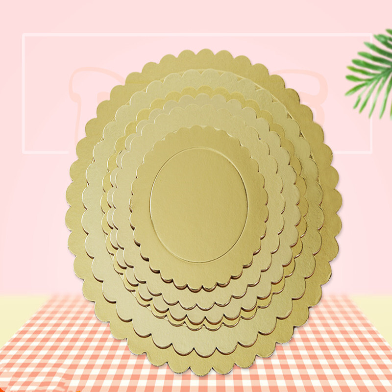 5 vnt Auksinės kepsninės apvalios vienkartinės torto apskritimo pagrindo lentos apvalios dengtos torto lėkštės apskritos kepsnių lentos pagrindas