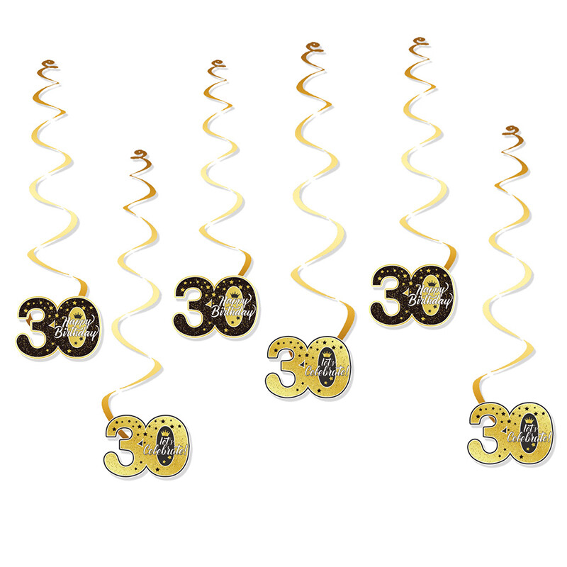 6db 18/21/30/40/50 éves születésnapi parti spirálfüzérek örvénylő banner medálok felnőtt születésnapi parti mennyezetre függő hátterek