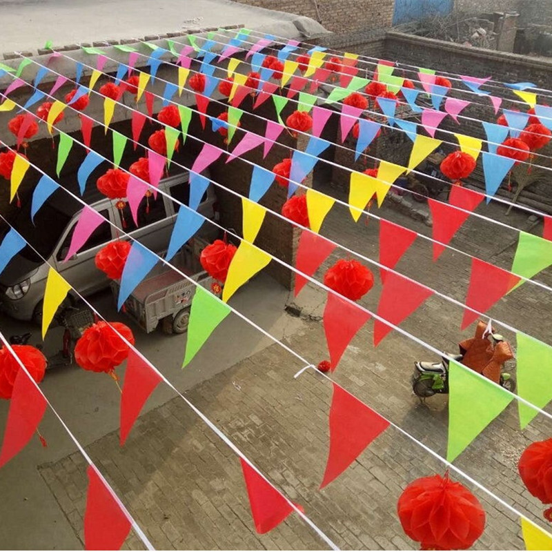 50/60db színes zászlók 30/40 méteres transzparens füzér kültéri születésnapi esküvői fesztivál zászlósor zászló otthoni kert dekoráció