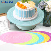FAIS DU apvalus silikoninis kepimo kilimėlis, skirtas 12 colių skersmens tortų pasukamajam padėkliui, neslystantis tortų stovas maistui tinkamas virtuvės kepimo įrankis