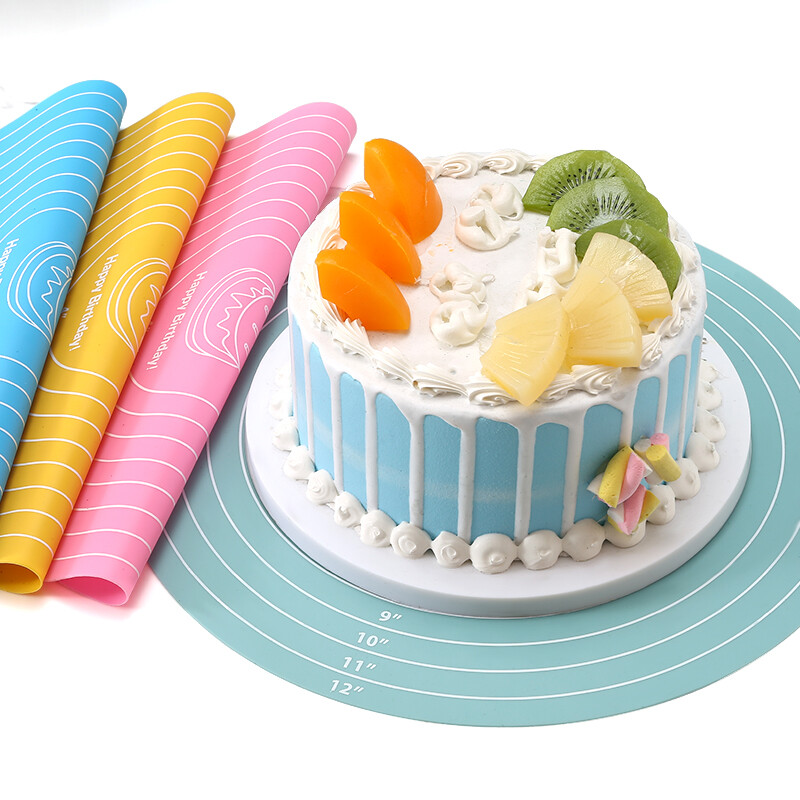 FAIS DU apvalus silikoninis kepimo kilimėlis, skirtas 12 colių skersmens tortų pasukamajam padėkliui, neslystantis tortų stovas maistui tinkamas virtuvės kepimo įrankis