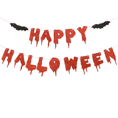 Halloween Red Bloody Banners Happy Halloween Themed Flags Decor Decoration Party Party Supplies DIY Κρεμαστά χάρτινα στολίδια Σημαίες