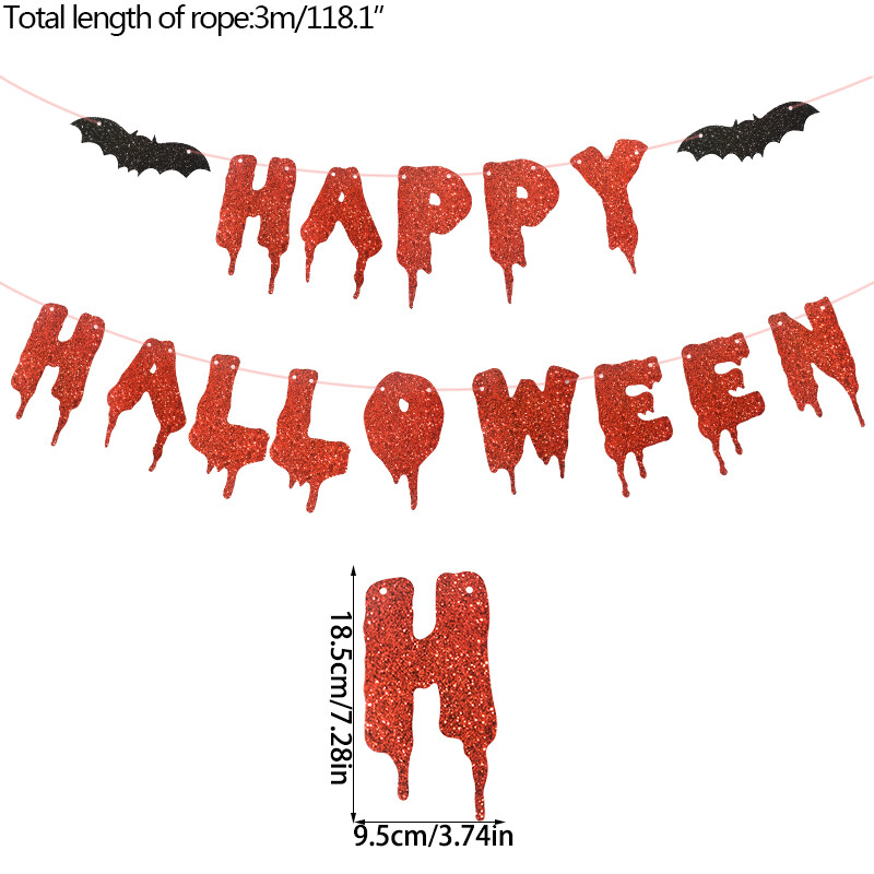 Halloween Red Bloody Bannerek Boldog Halloween témájú zászlók Dekoráció Otthoni buli dekorációs kellékek Barkácsolás Függő Papír Díszek Zászlók