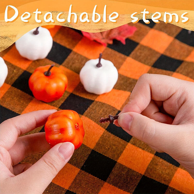 12 db mesterséges fehér narancssárga sütőtök Dekoratív betakarítási sütőtök őszi esküvői Hálaadás Halloween asztalhoz