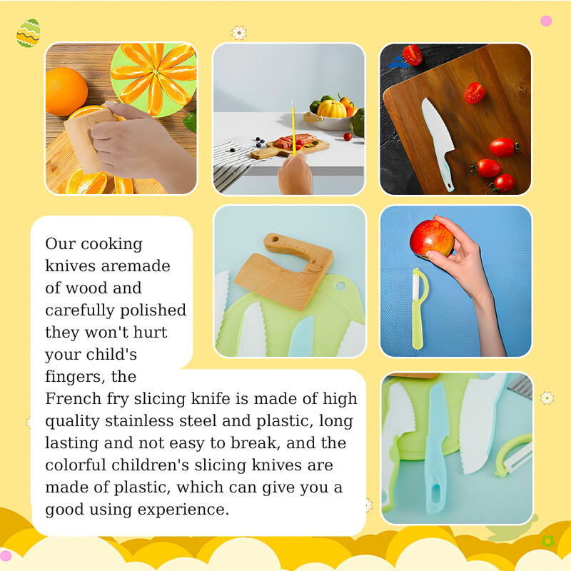 8/9db Kreatív Gyermek rajzfilm szakács konyhai készlet műanyag vágódeszka gyümölcskés újrafelhasználható biztonsági kés konyhai kellékek