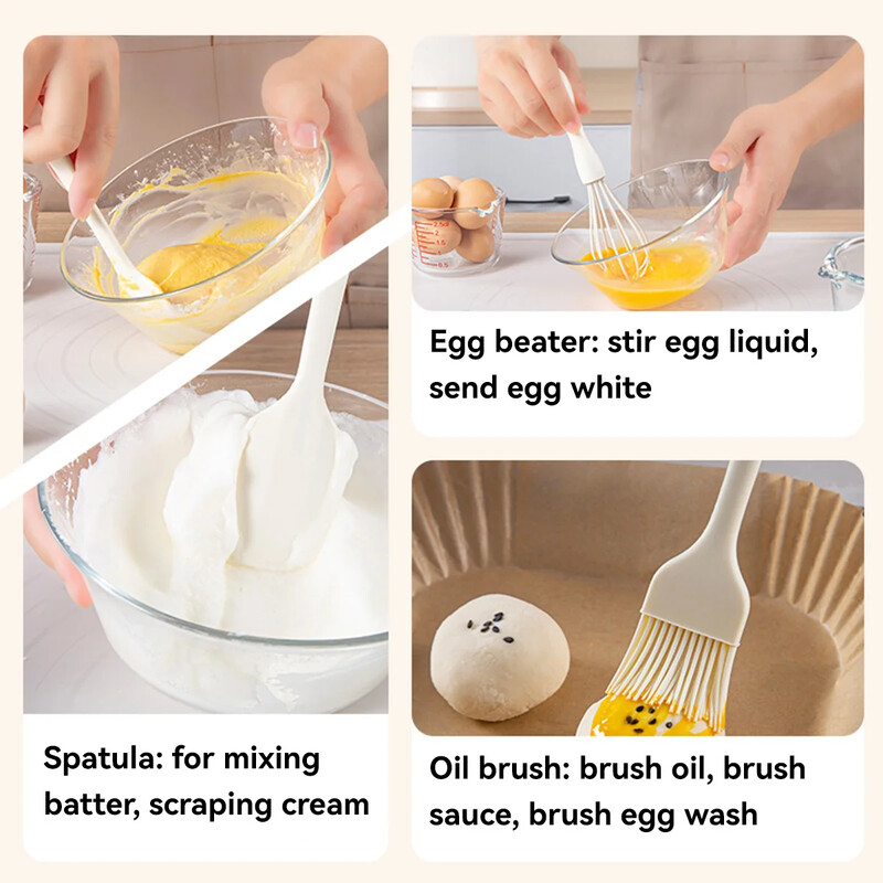 Nerūdijančio plieno skustuvas žirklės peilis kiaušinių plaktuvas butelių atidarytuvo rinkinys silikoninis kepimo rinkinys aliejaus teptukas Mentele grandiklis Virtuvės įrankiai