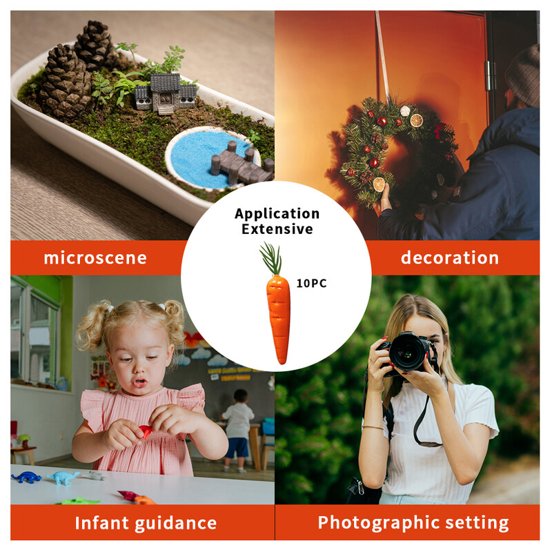 10db Mini Mesterséges Szimuláció Sárgarépabolt Otthoni dekoráció Élethű Zöldségek Sárgarépa Modell Lövés Kellékek Gyerekek Művészeti Oktatás