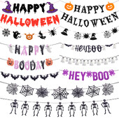 Happy Halloween Banner Κολοκύθα μοτίβο ρόπαλο Bunting Garland Διακόσμηση σπιτιού για τζάκι Halloween Theme Decorations Party Supplies