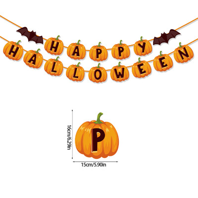 Happy Halloween Banner Κολοκύθα μοτίβο ρόπαλο Bunting Garland Διακόσμηση σπιτιού για τζάκι Halloween Theme Decorations Party Supplies