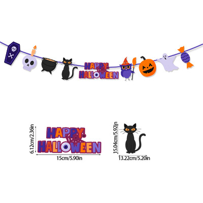 Happy Halloween Banner Κολοκύθα μοτίβο ρόπαλο Bunting Garland Διακόσμηση σπιτιού για τζάκι Halloween Theme Decorations Party Supplies