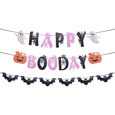 Happy Halloween Banner Κολοκύθα μοτίβο ρόπαλο Bunting Garland Διακόσμηση σπιτιού για τζάκι Halloween Theme Decorations Party Supplies