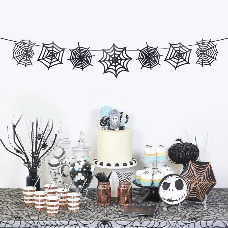 Happy Halloween Banner Sütőtök denevér minta Sármány füzér Otthoni dekoráció kandallóhoz Halloween témájú party dekorációk Kellékek