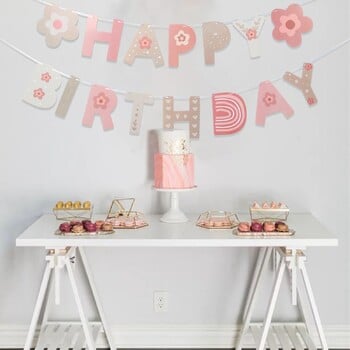 INS Bohemian Boho Rainbow Paper Banner Happy Birthday Party Decorations Girl Kids Baby Shower 1st Birthday Висящо знаме Доставки