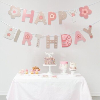 INS Bohemian Boho Rainbow Paper Banner Happy Birthday Party Decorations Girl Kids Baby Shower 1st Birthday Висящо знаме Доставки