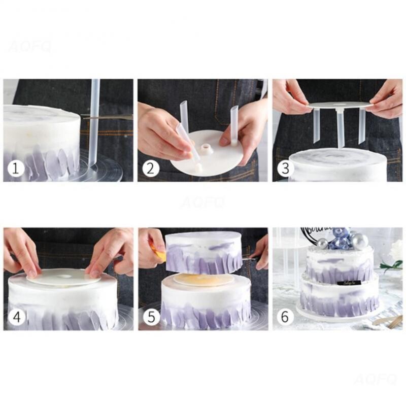 Többrétegű torta tartókeret Praktikus állványok Forma kerek desszert távtartó cölöptartó konzolhoz konyhai barkácsolás tortasütés dekor eszközök