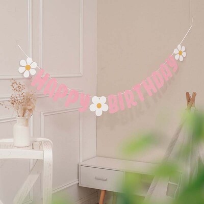 Πανό για κορίτσια για 1ο γενέθλια Happy Party Rainbow Clouds "Happy Birthday" "Be Happy" Πανό ύφασμα γενεθλίων Κρεμαστό πανό Γιρλάντα