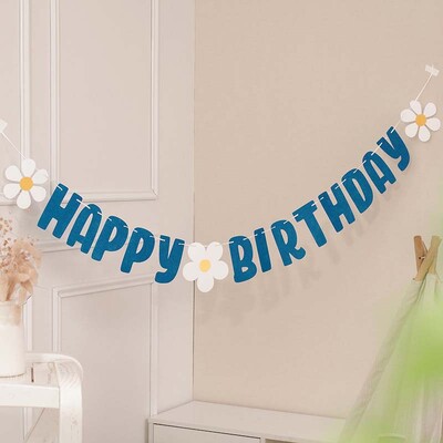 Πανό για κορίτσια για 1ο γενέθλια Happy Party Rainbow Clouds "Happy Birthday" "Be Happy" Πανό ύφασμα γενεθλίων Κρεμαστό πανό Γιρλάντα