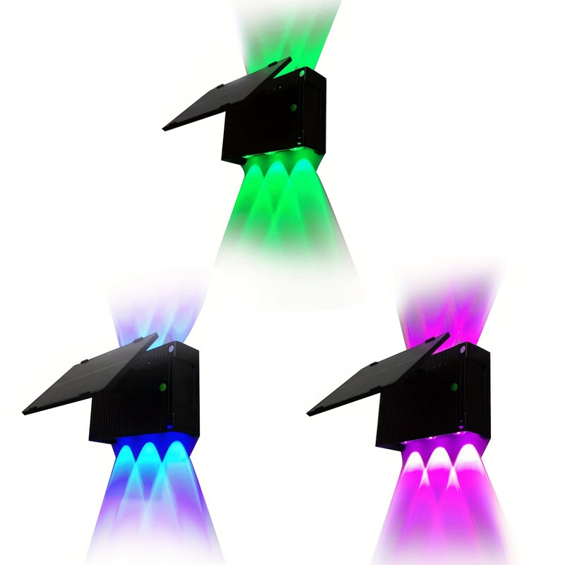 6 LED gyöngyös napelemes fali lámpa kültéri 2835 RGB vízálló napelemes kerítés lámpák kerti dekoráció színváltó napfény fény