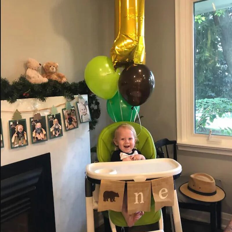 Kisfiú Lány Favágó kemping Vadmedve Rusztikus 1. Első egy éves születésnapi parti etetőszék dekoráció Banner fotó kellékek